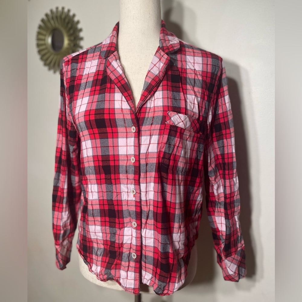 Victoria Secret Flannel Lounge/Pajama Top - Size Small